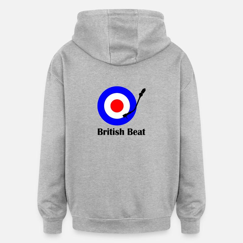 british beat - Sweat à capuche oversize unisexe - gris chiné