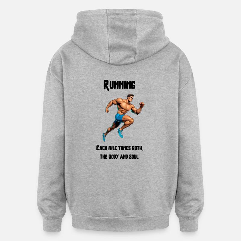 Running tones body and soul - Sweat à capuche oversize unisexe - gris chiné