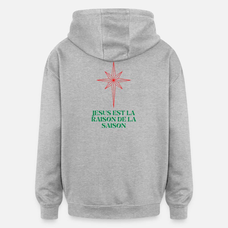 Étoile de Noël avec citation religieuse - Sweat à capuche oversize unisexe - gris chiné