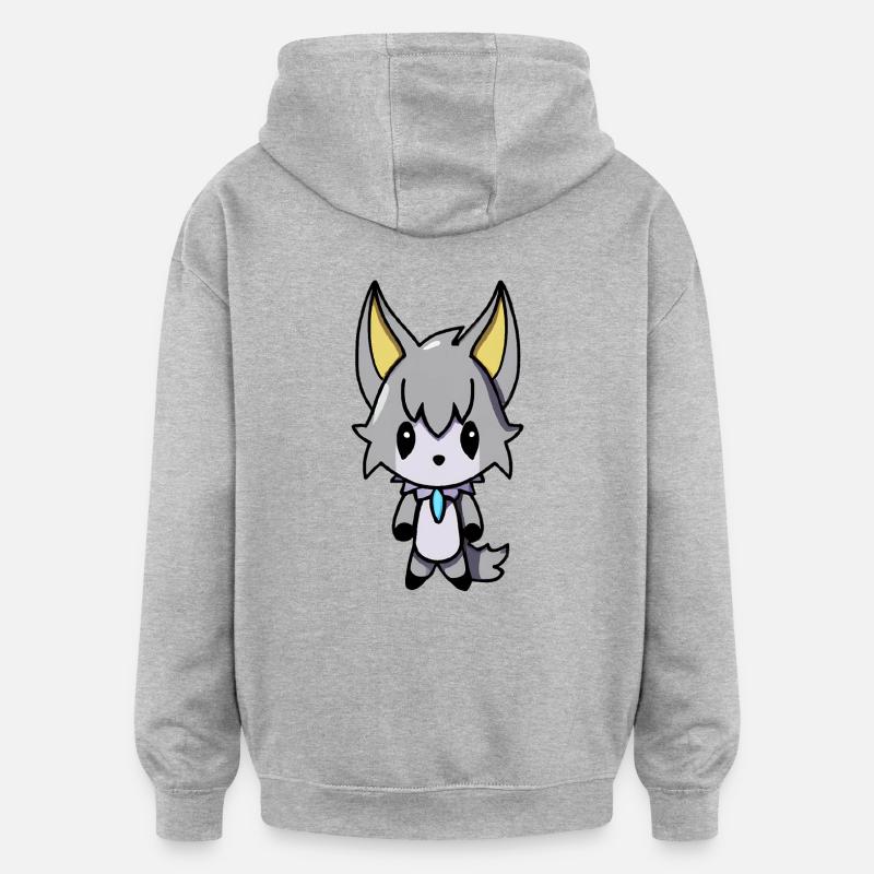Kawaii Anime Vampire Wolf - Sweat à capuche oversize unisexe - gris chiné
