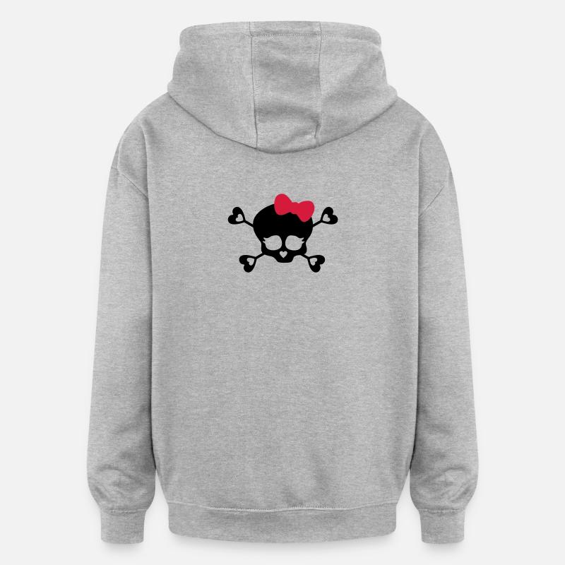 tete de mort noeud - Sweat à capuche oversize unisexe - gris chiné