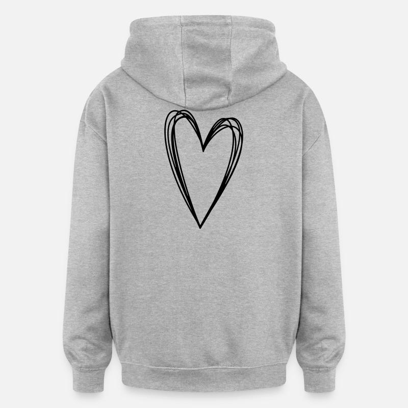 Heart scribble doodle scribble icon love - Oversized Unisex Hoodie - heather grey