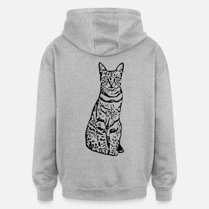 Chat Chaton Chat Chemise Cadeau - Sweat à capuche oversize unisexe - gris chiné