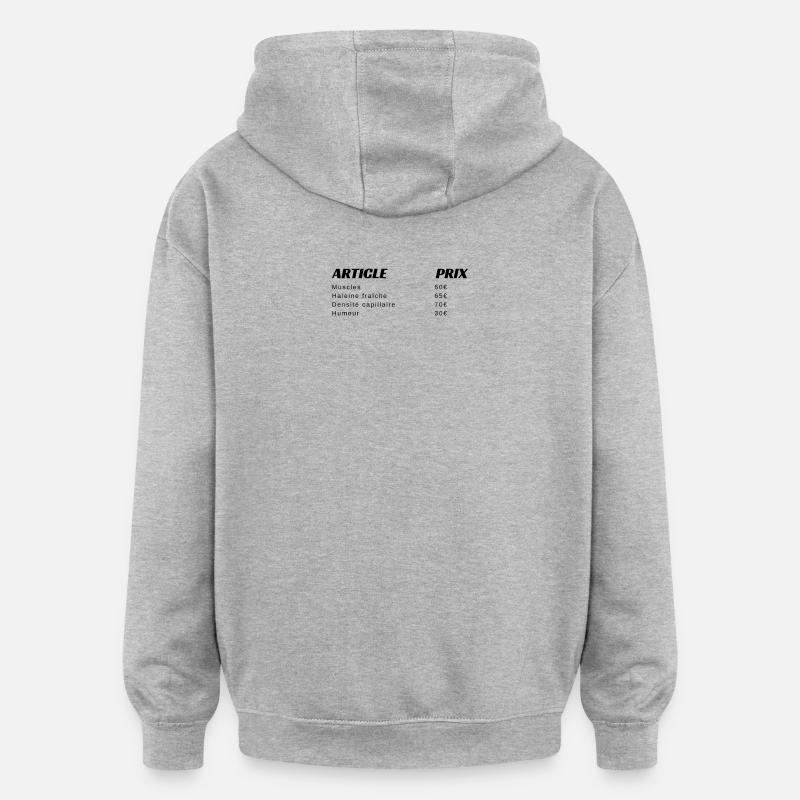 Ticket de caisse humour  - Sweat à capuche oversize unisexe - gris chiné