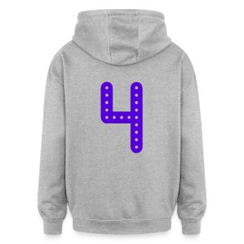 4 ANS. 4e ANNIVERSAIRE. ANNIVERSAIRE 4 ANS. ANNIV - Sweat à capuche oversize unisexe - gris chiné - Dos - Noah (186cm)