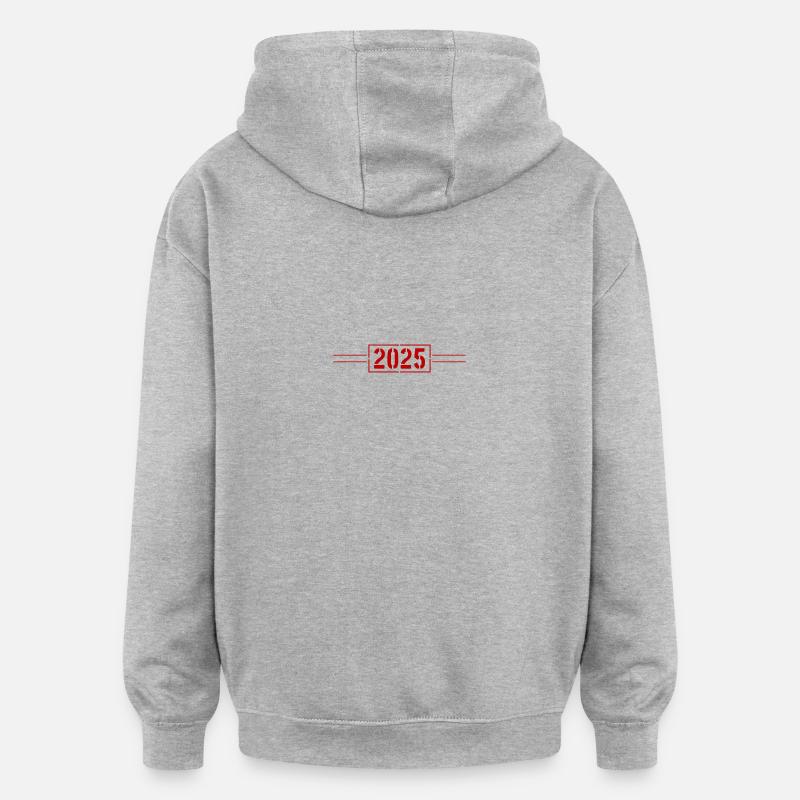Année de ligne 2025 - Sweat à capuche oversize unisexe - gris chiné