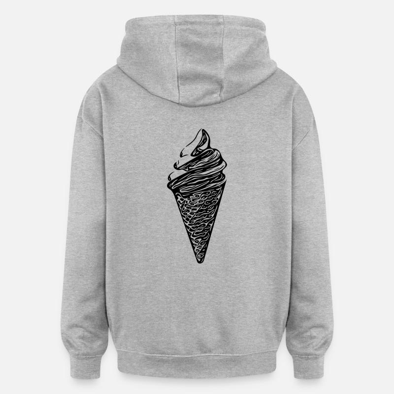 Cooles Softeis in Waffel - Oversized Unisex Hoodie - Grau meliert