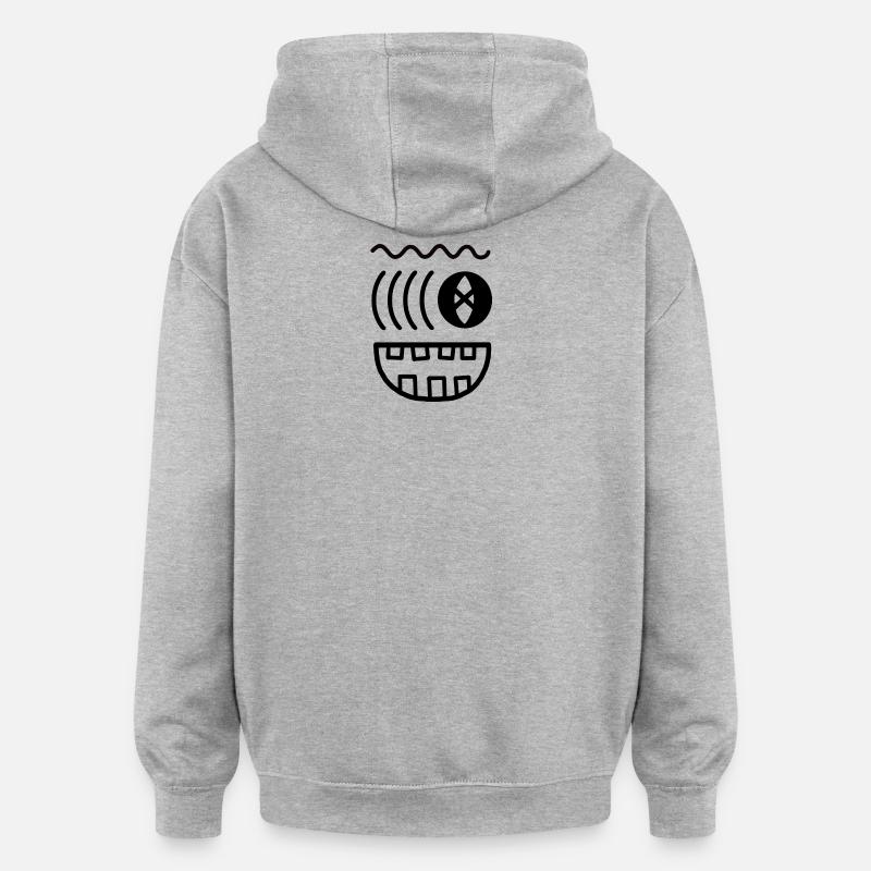 Visage de monstre ondulé - Sweat à capuche oversize unisexe - gris chiné