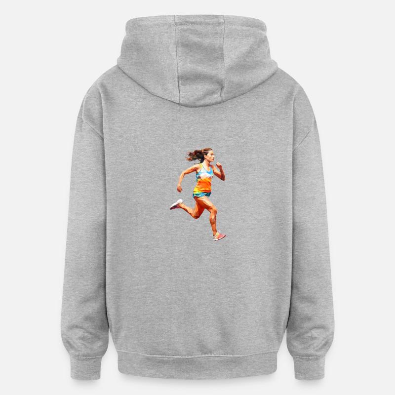 Coureuse - Sweat à capuche oversize unisexe - gris chiné