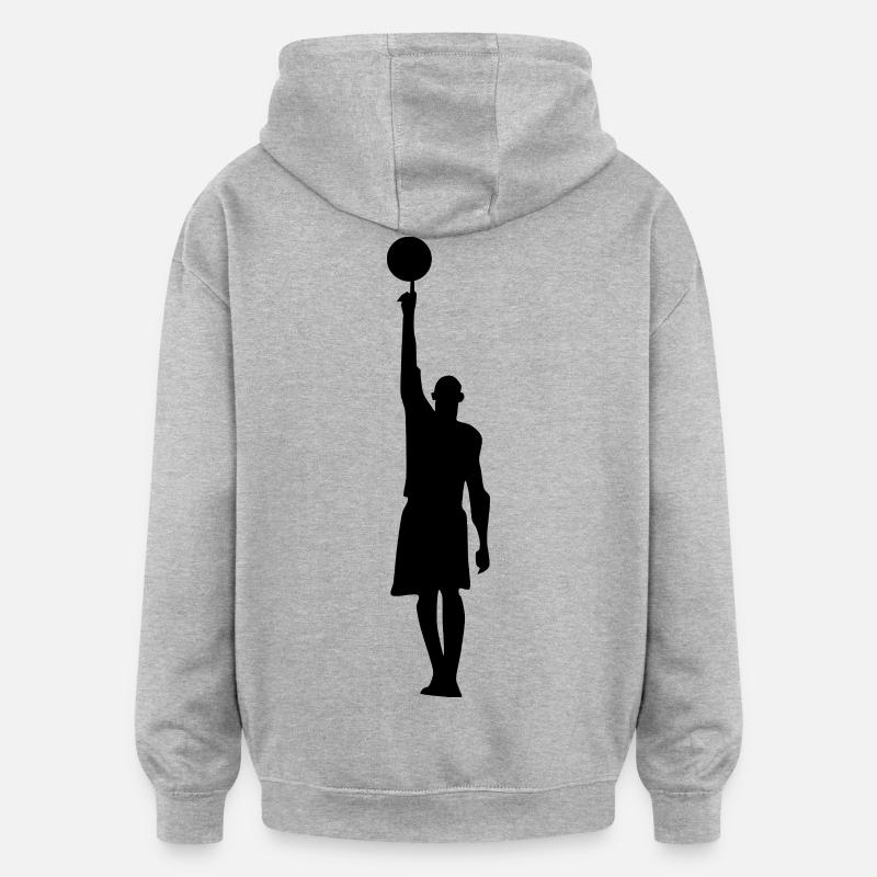Sweat Basket Silhouette Premium - Sweat à capuche oversize unisexe - gris chiné