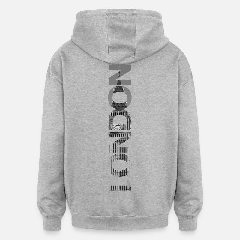 Cadeau Londres Big Ben - Sweat à capuche oversize unisexe - gris chiné