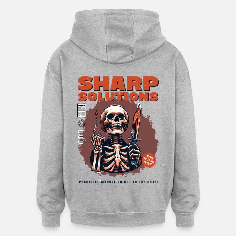 Skelett mit Dolch - Oversized Unisex Hoodie - Grau meliert