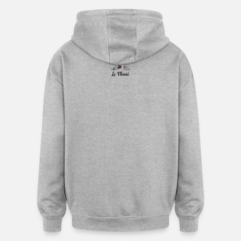le marié - collection mariage bucolique - Sweat à capuche oversize unisexe - gris chiné