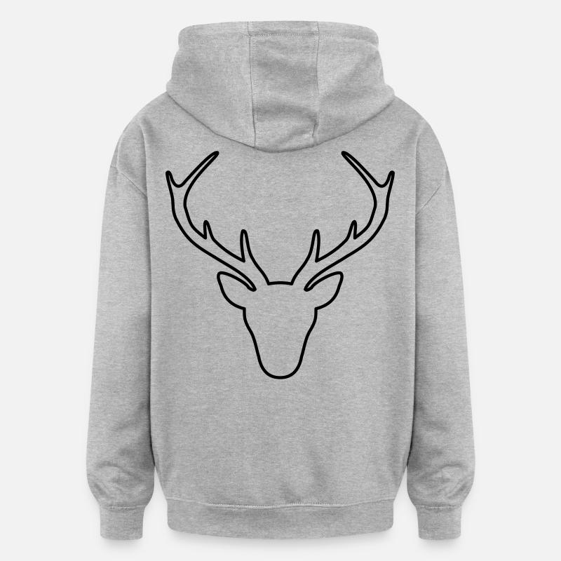 Hirsch Geweih Jäger Jagd Wild Geschenk - Oversized Unisex Hoodie - Grau meliert