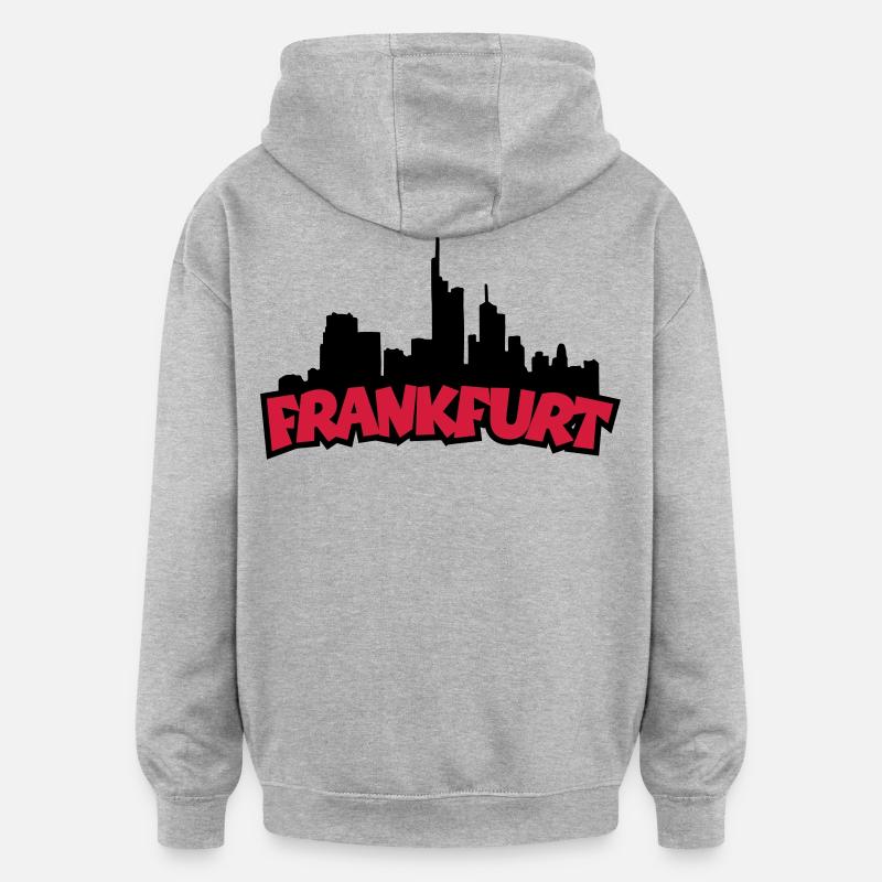 Francfort Skyline (Noir / Rouge) - Sweat à capuche oversize unisexe - gris chiné