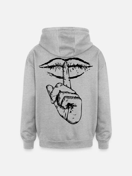 Mouth Shut - Oversized Unisex Hoodie - Grau meliert