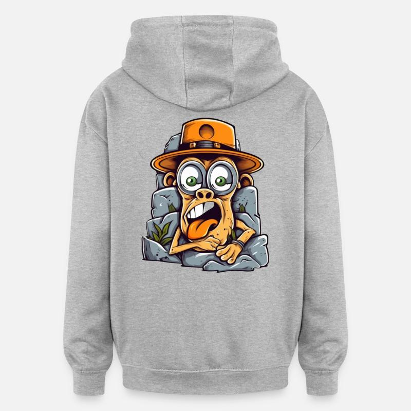 Singe d’art de rue expressif - Sweat à capuche oversize unisexe - gris chiné