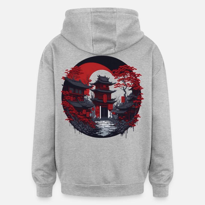 Quartier chinois - Sweat à capuche oversize unisexe - gris chiné