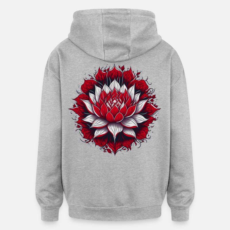 Lotus - Sweat à capuche oversize unisexe - gris chiné