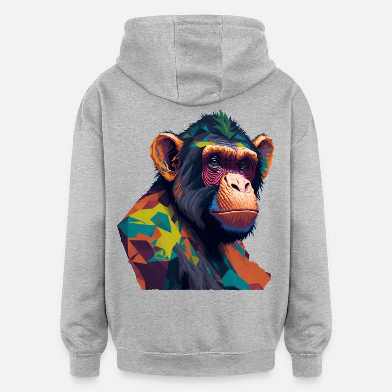 Chimpanzé - Sweat à capuche oversize unisexe - gris chiné