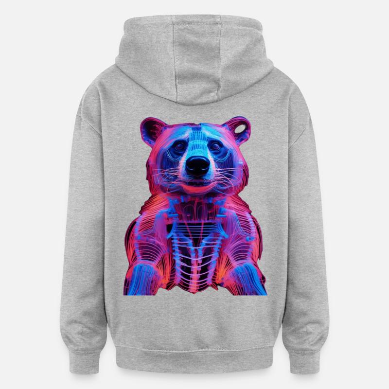 Conception de scarabée cerf-volant néon - Sweat à capuche oversize unisexe - gris chiné