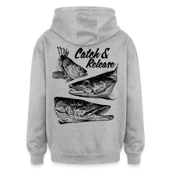 Catch & Release - Oversized Unisex Hoodie - heather grey - Back - Noah (186cm)