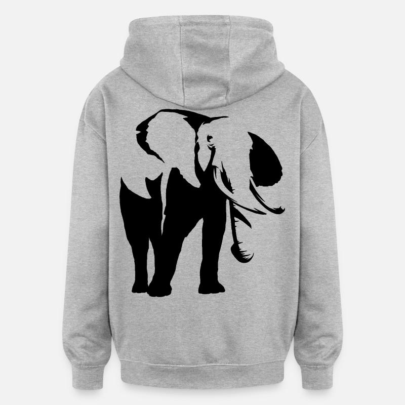 Eléphant d’Afrique - Sweat à capuche oversize unisexe - gris chiné