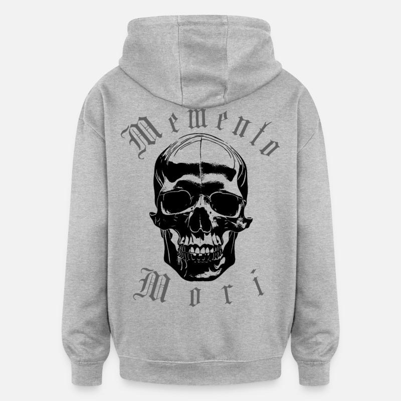Crâne Memento Mori - Sweat à capuche oversize unisexe - gris chiné