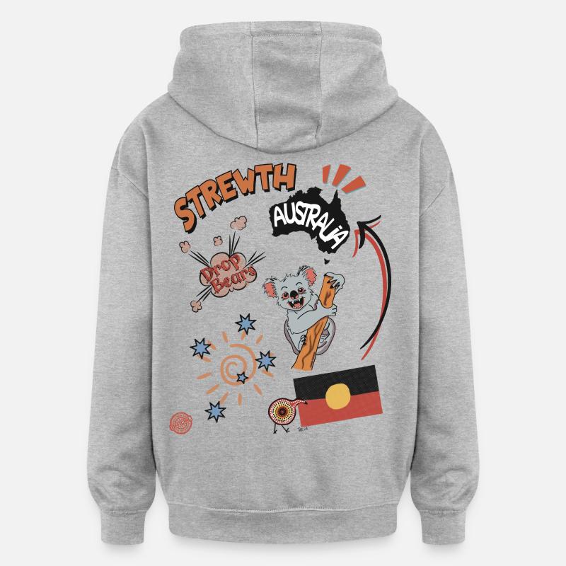 Strewth, Australie - Sweat à capuche oversize unisexe - gris chiné