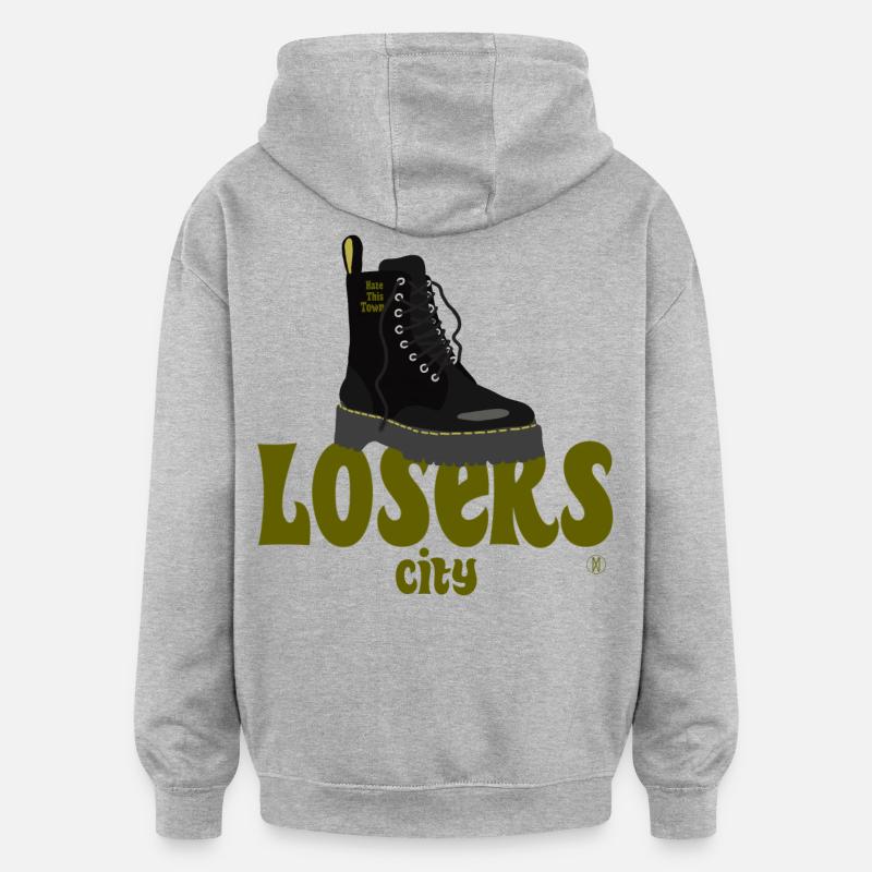 Hate this town Losers city doc edition - Sweat à capuche oversize unisexe - gris chiné