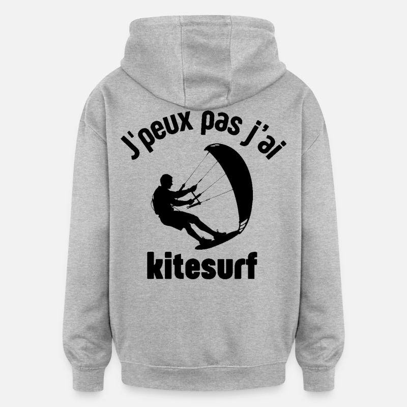 Kitesurf, kiteboarding, fan de kitesurf - Sweat à capuche oversize unisexe - gris chiné