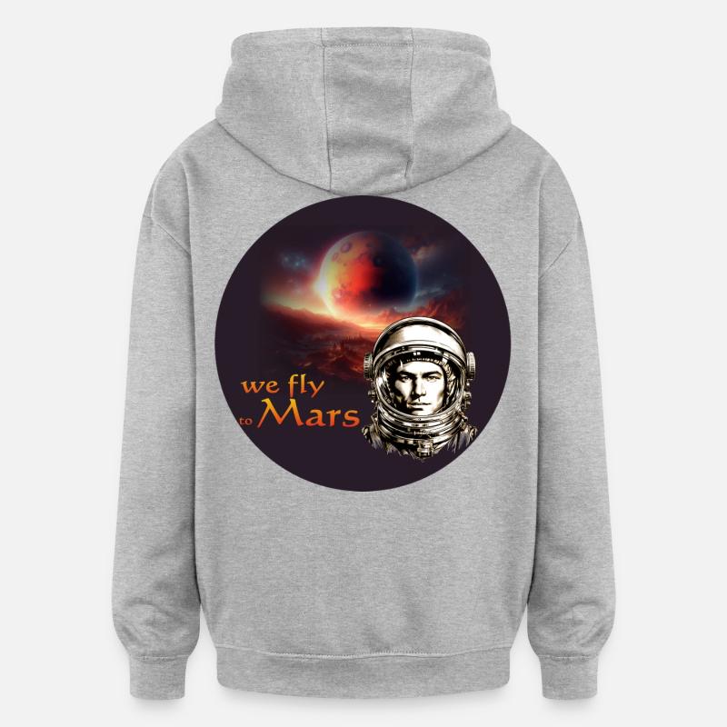 Vol sur Mars Astronaute rétro - Sweat à capuche oversize unisexe - gris chiné