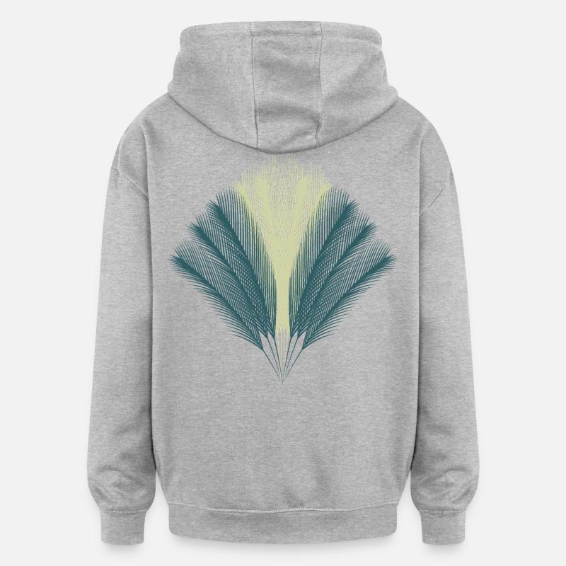 Eventail de plumes - Sweat à capuche oversize unisexe - gris chiné