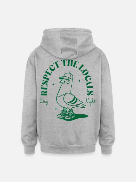 Vogel Sneaker Mascot with Cap - Oversized Unisex Hoodie - heather grey