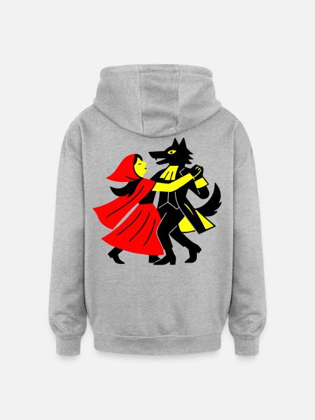 Walzer mit dem Wolf - Oversized Unisex Hoodie - Grau meliert