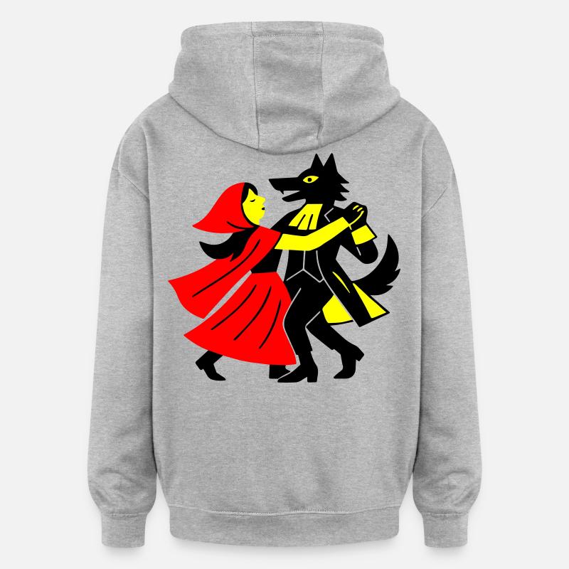 Walzer mit dem Wolf - Oversized Unisex Hoodie - Grau meliert