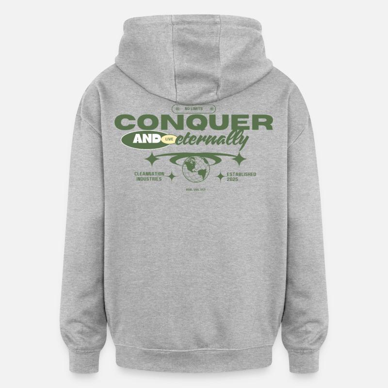 Conquérir - Sweat à capuche oversize unisexe - gris chiné