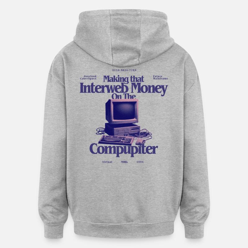 InterwebMoney Computer Design - Oversized Unisex Hoodie - heather grey