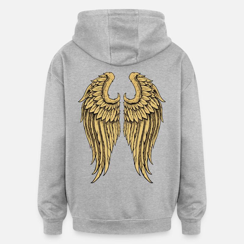 Ailes d’ange doré - Sweat à capuche oversize unisexe - gris chiné