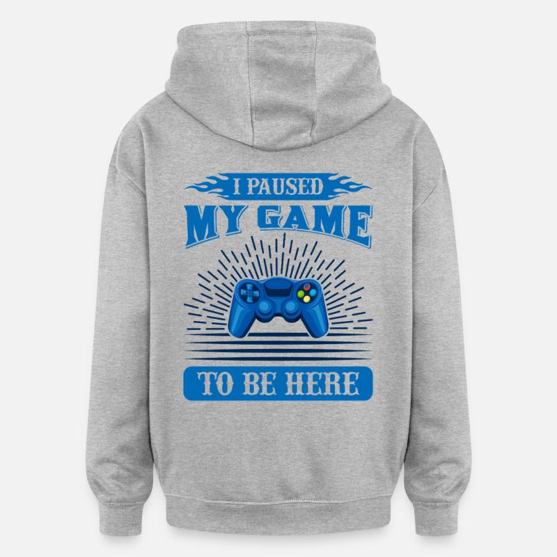 Conception personnalisée de Gamer Break - Sweat à capuche oversize unisexe - gris chiné