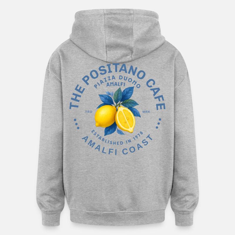 Amalfi coast Citron et Feuilles Vibrantes - Sweat à capuche oversize unisexe - gris chiné