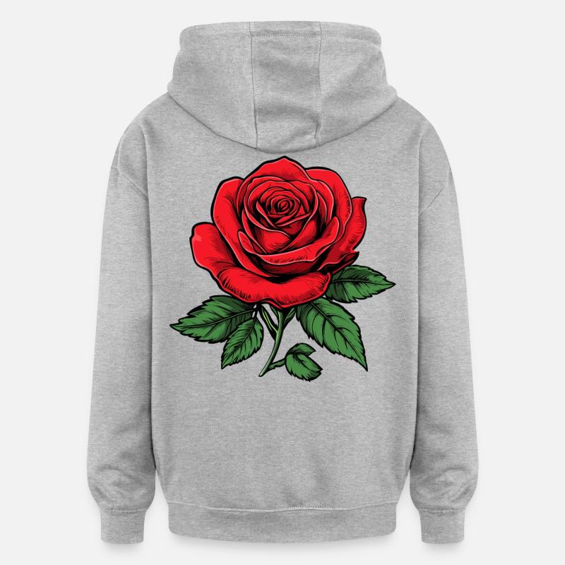 Rose - Sweat à capuche oversize unisexe - gris chiné