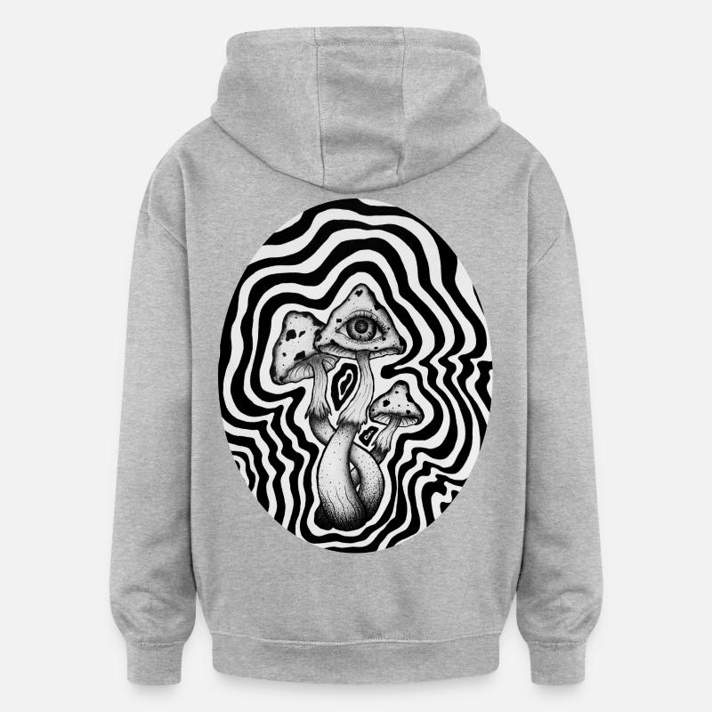 Champignons - Sweat à capuche oversize unisexe - gris chiné