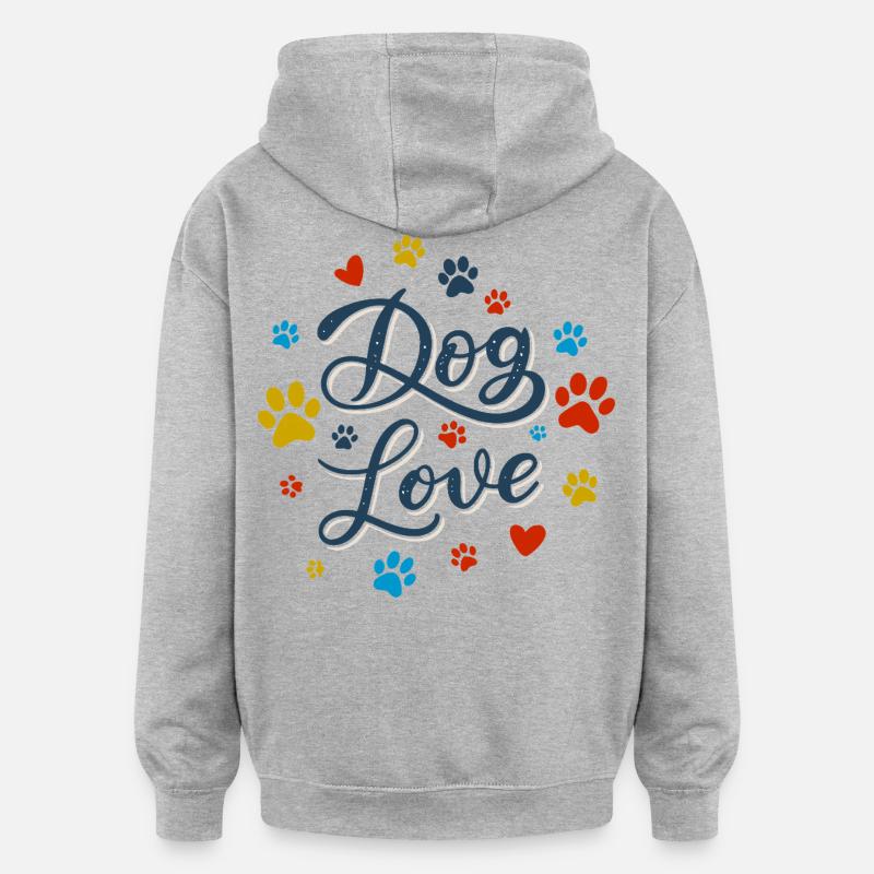 Amour des Chiens Script - Sweat à capuche oversize unisexe - gris chiné