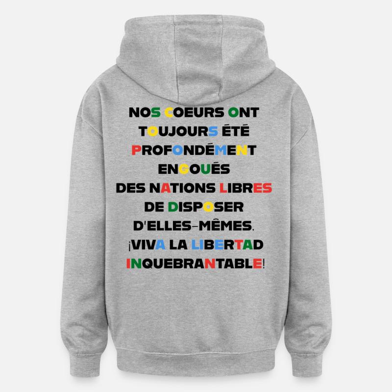 VIVE LA LIBERTÉ - Sweat à capuche oversize unisexe - gris chiné