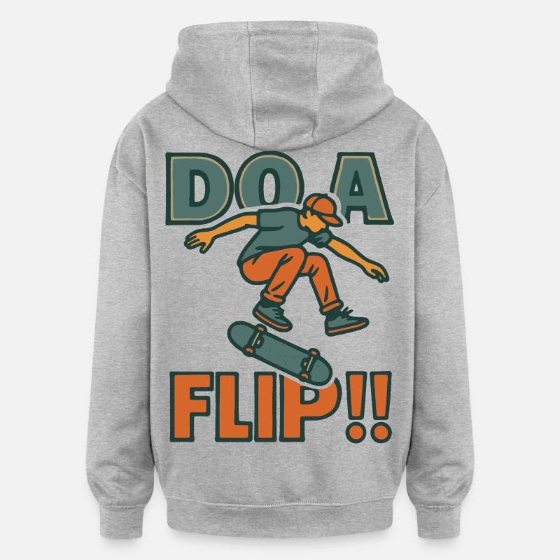 Machen Sie einen Flip DO - Oversized Unisex Hoodie - Grau meliert
