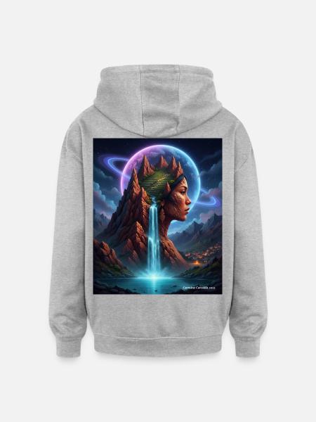 Kosmuse in den Bergen - Oversized Unisex Hoodie - Grau meliert