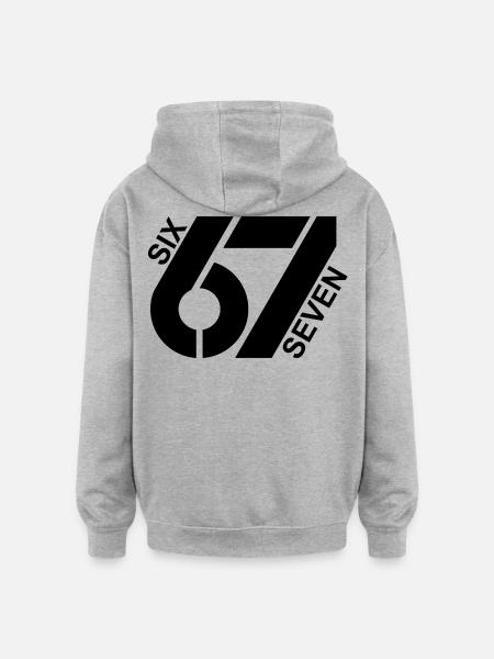 Six Seven 67 Youth Word Meme Design - Oversize unisex hoodie - grå meleret