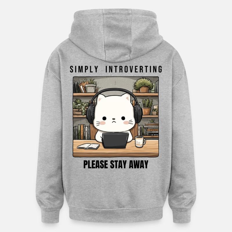 Introverti - Sweat à capuche oversize unisexe - gris chiné