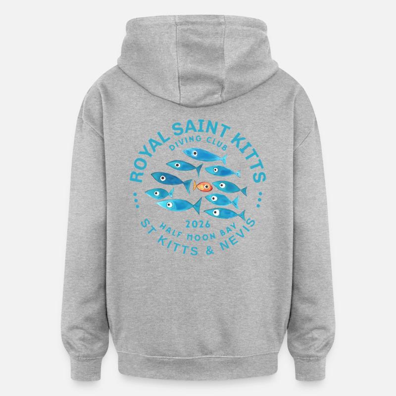 Royal Saint Kitts Diving 2026 - Sweat à capuche oversize unisexe - gris chiné